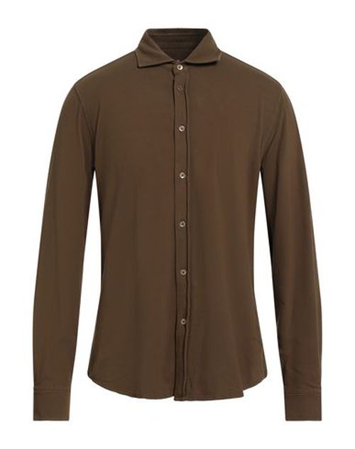 Man Shirt Khaki Size L Cotton, Elastane