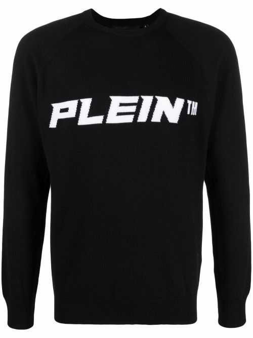 Logo-print crew neck jumper - Black
