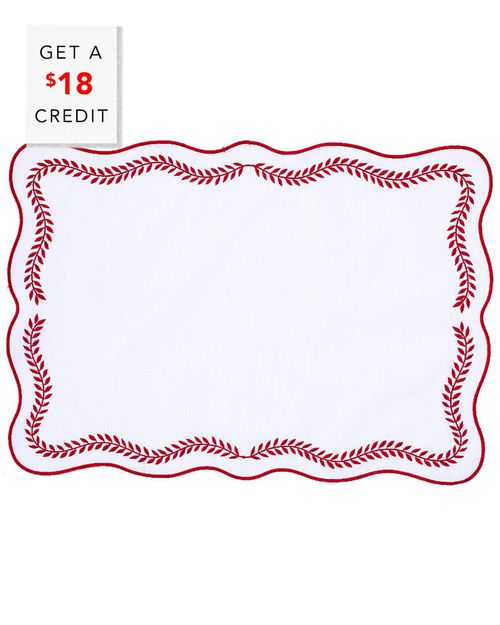 Set Of 4 Tessuti Rectangular Placemats With Red Ivy With $18 Credit