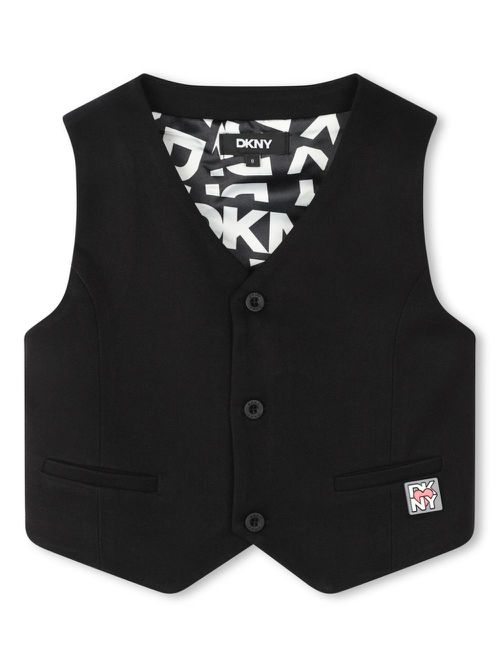 Logo-appliqué buttoned waistcoat - Black