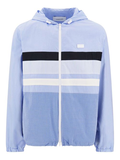 Logo-patch jacket - Blue