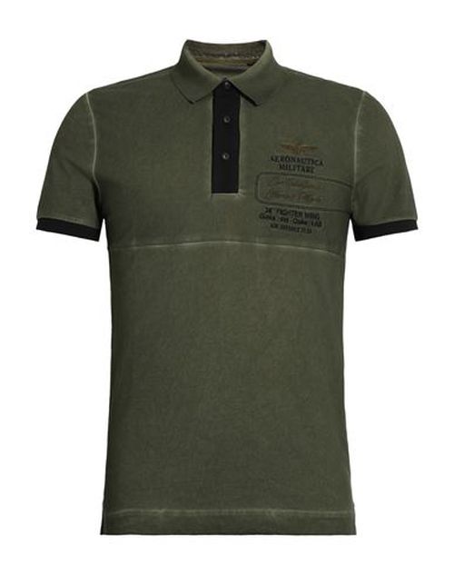 Man Polo shirt Military green Size S Cotton, Elastane