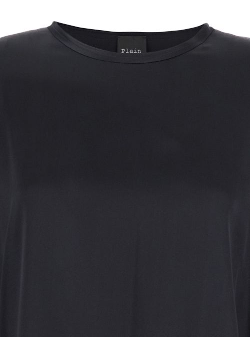 Silk Long-Sleeve Blouse — Black
