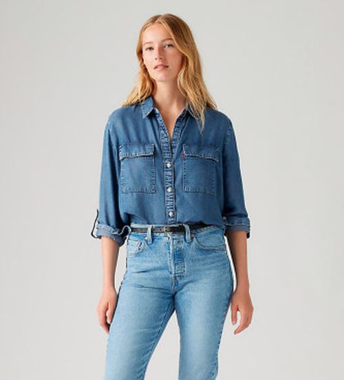 Levi's for woman. A7467-0009 Doreen Utility shirt blue (S), Casual, Long sleeve, Lyocell