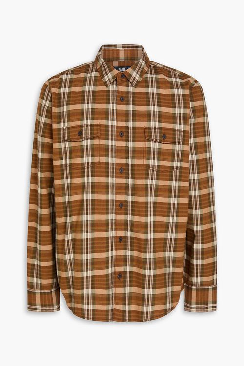 Everett checked cotton-blend poplin shirt - Brown - S
