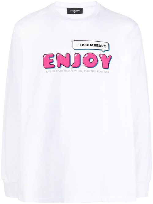Enjoy-print long-sleeve T-shirt - White