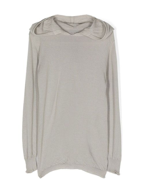 Fine-knit hooded top - Grey