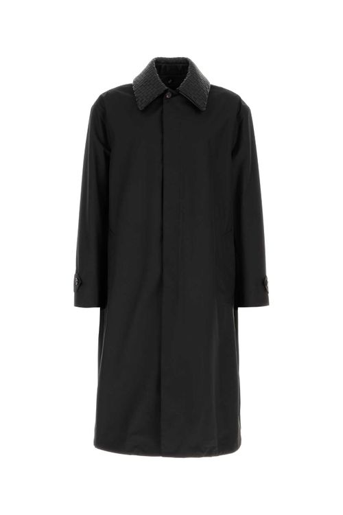 Wool Silk Trench Coat — Black