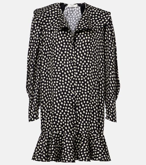 Chloé Polka-dot silk jacquard minidress