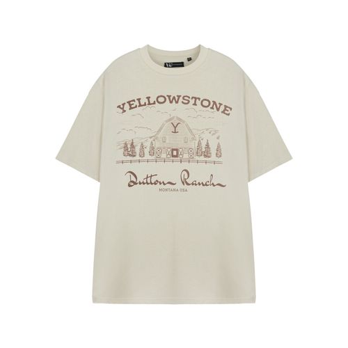 (Large) Yellowstone Short Sleeved T-Shirt (Mens Beige)