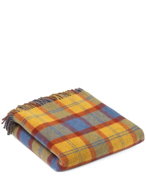 GG checked wool blanket - Brown