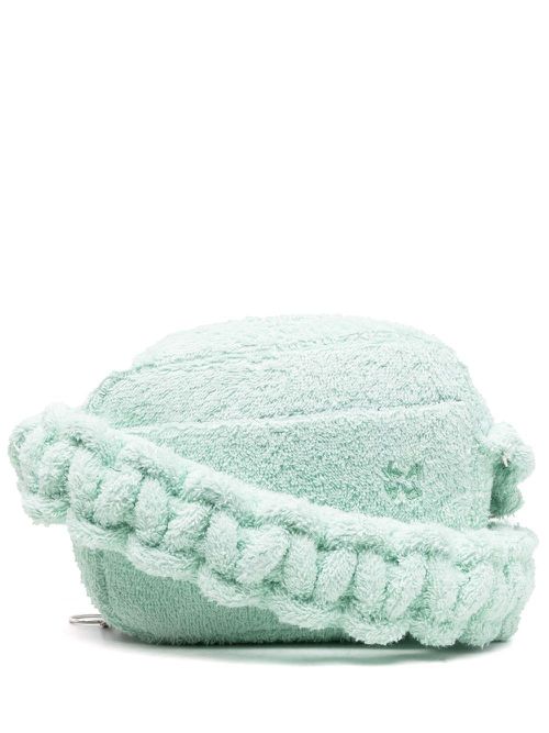 Terry embroidered-logo shoulder bag - Green