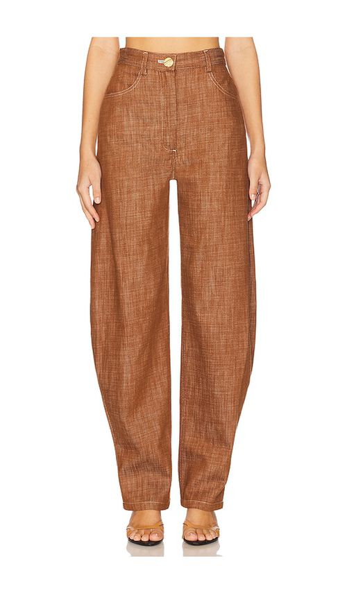 MATTHEW BRUCH High Waist Barrel Leg in Brown