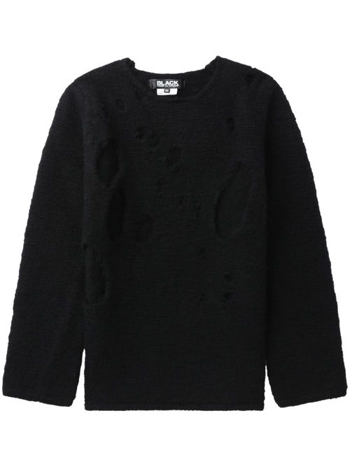 Distressed-effect wool jumper