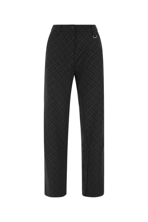 Quilted Diamond-Pattern Trousers — Black