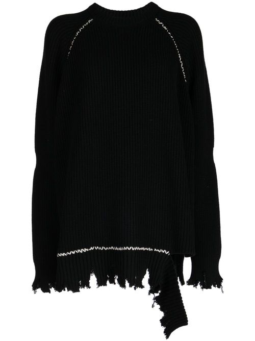 Distressed frayed jumper - Black