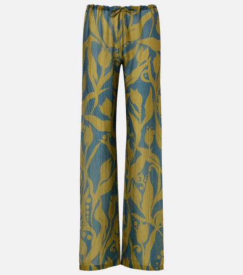 Pachas printed silk straight pants