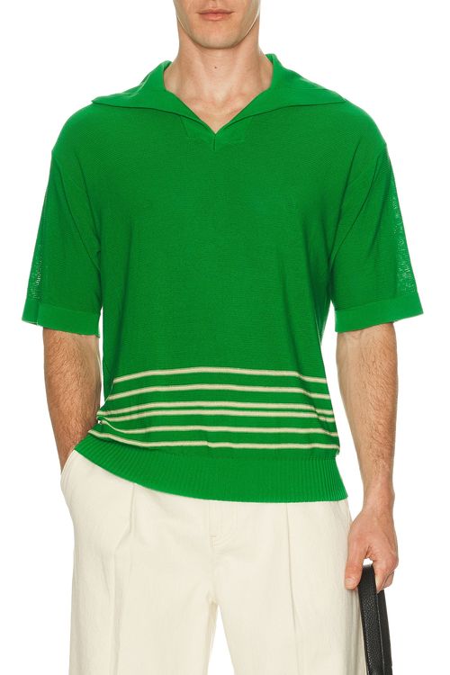 BODE Bentgrass Boxy Polo in Green - Green. XL/1X also in