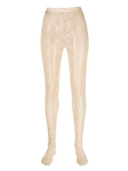 Monogram-pattern tights - Neutrals