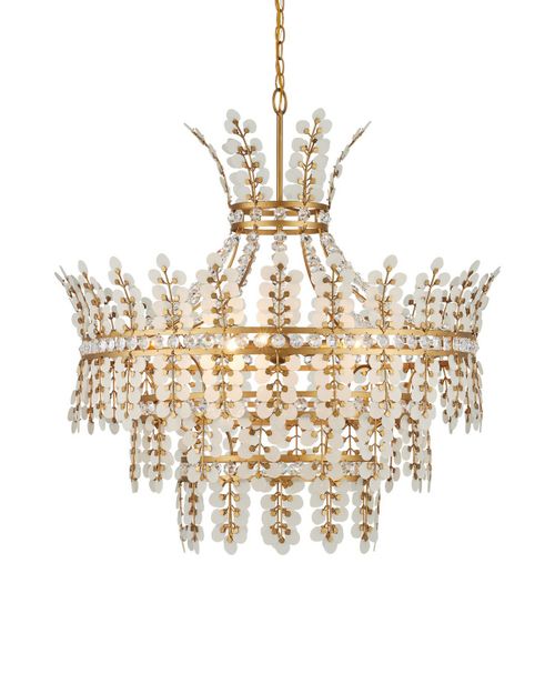 Frosted Clear Brass Chandelier from the Bradshaw Collection