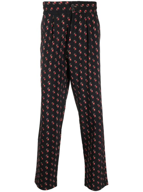 Dylan wool-blend jacquard trousers - Black