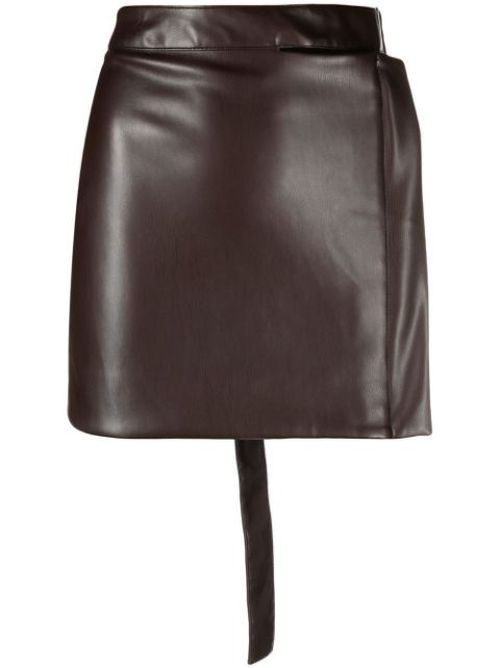 High-waisted belted mini skirt