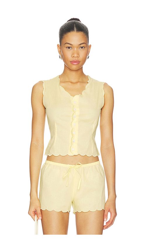 Montce X Elsa Hosk Scalloped Vest Top in Yellow. Größe L. Also in M, S