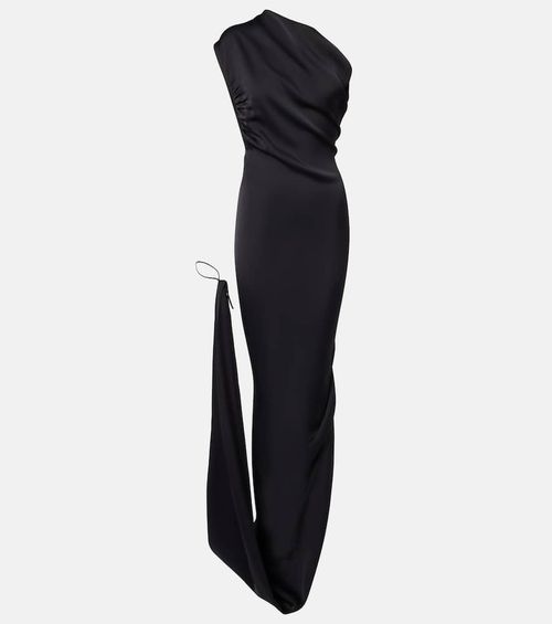 Andreas draped one-shoulder satin gown