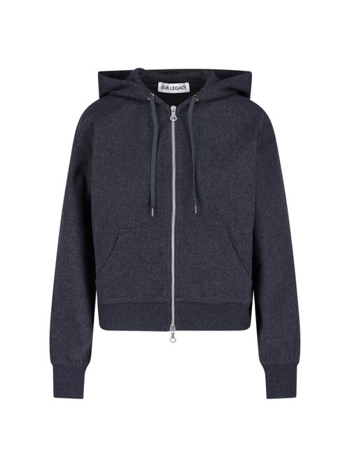 Charcoal Elastic Melton Crewneck Sweater