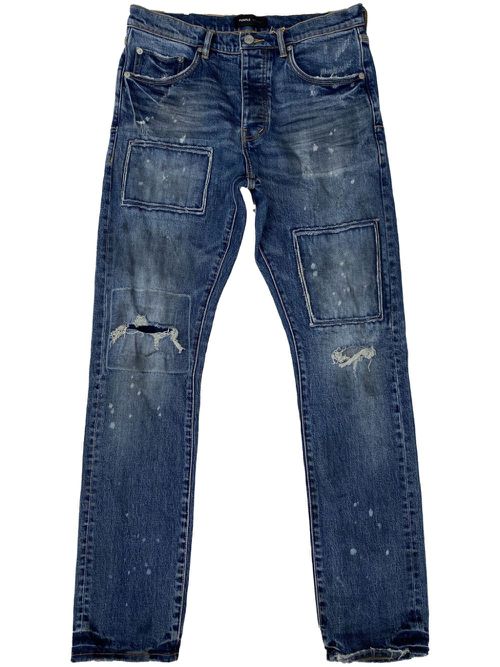 P005 distressed-finish straight-leg jeans - Blue