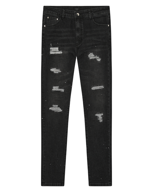 Magiri Noir Ripped Slim Jeans in Black - Black