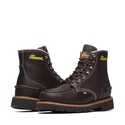Thorogood 1957 Flyway 6” Waterproof Moc Toe Hunting Boots for Men - Premium Full-Grain Leather with Slip-Resistant Heel Outsole and Shock-Absorbing Footbed