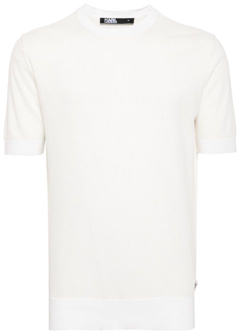 Logo-appliqué knitted top - White