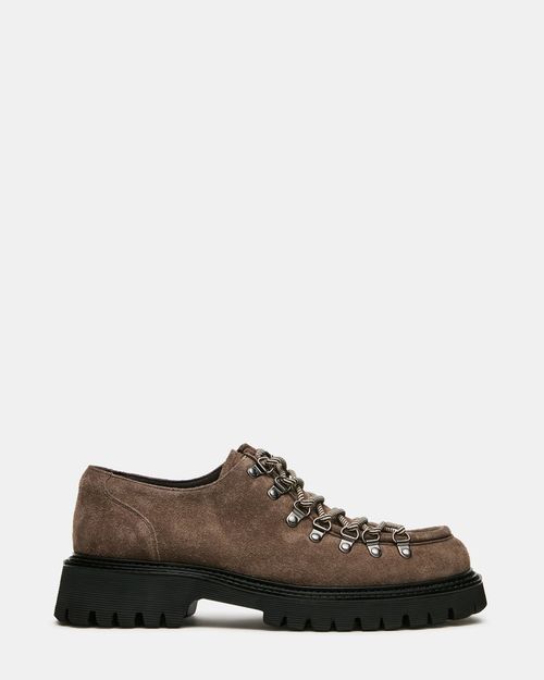 Steve Madden Men's Calix Lace-Up Casual Shoes - Grey Suede - - Rubber