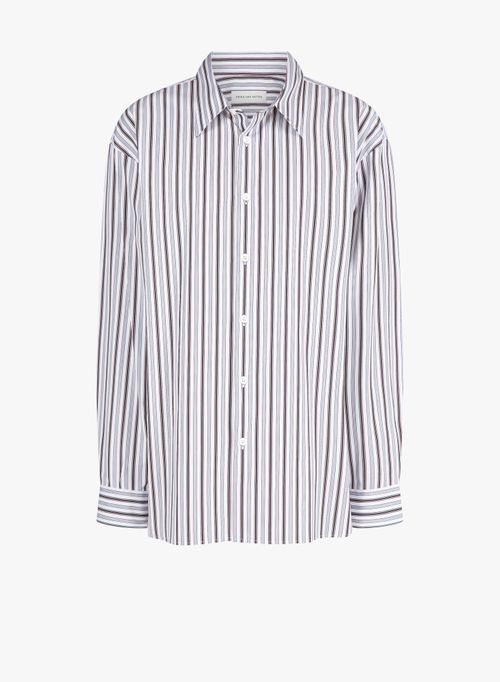 Striped Poplin Shirt — White