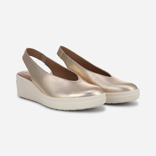 Sutton Slingback Wedge Shoes, Light Champagne Leather