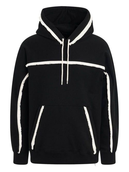 Embroidered fringed hoodie - Black