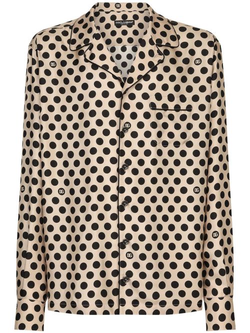 Polka dot-print silk shirt - Neutrals
