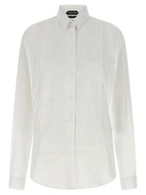 Pleated Cotton Poplin Shirt — White