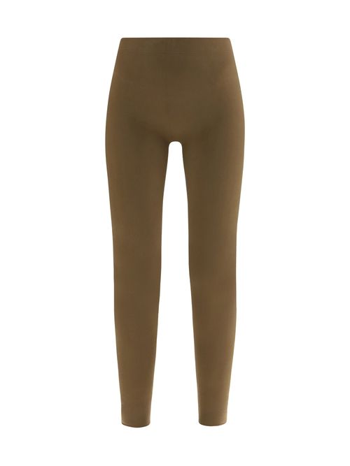 Seamless Warp-Knit Leggings — Brown