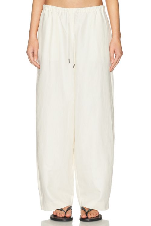 St. Agni Fine Drawstring Relaxed Pant in Ivory - Ivory. L also in M