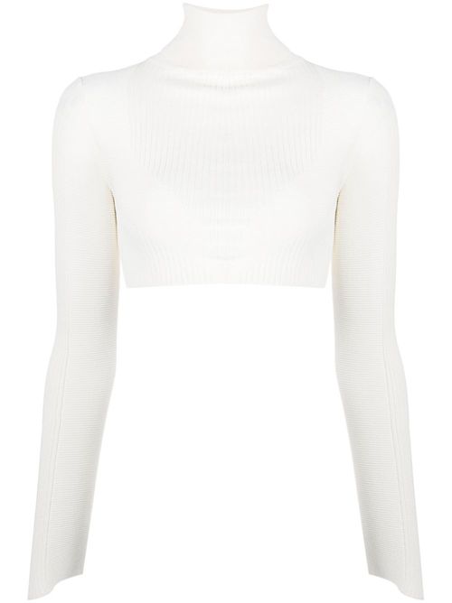 Cut out-back cropped top - White