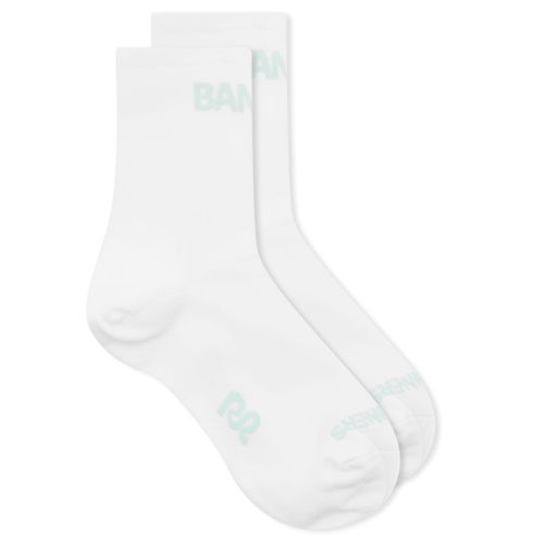 Men's Grid Literun OG Socks in White/Minty Blue