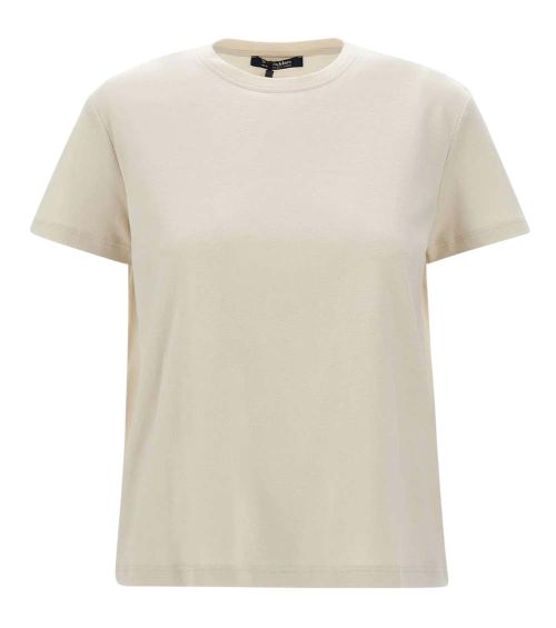 Beige Solid Crew Neck T-Shirt