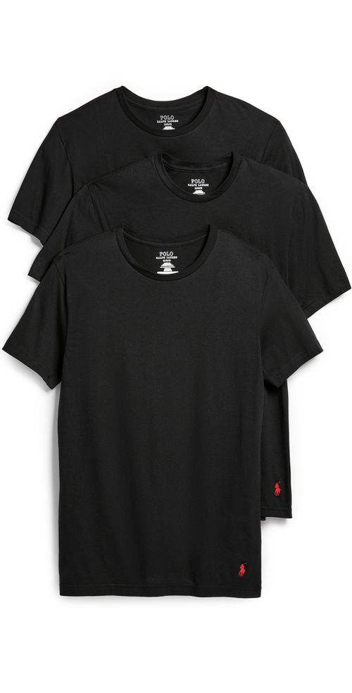 Classic Fit Cotton Crew Tee 3 Pack Polo Black
