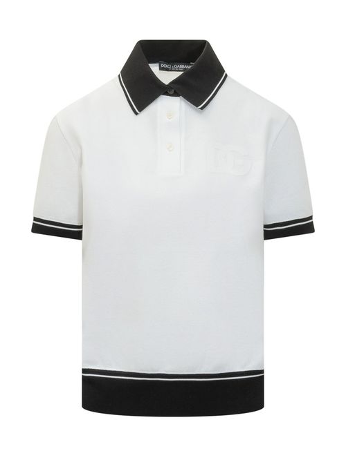 White Logo Shirt Collar Polo