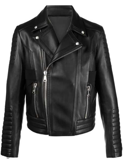 Panelled biker jacket - Black