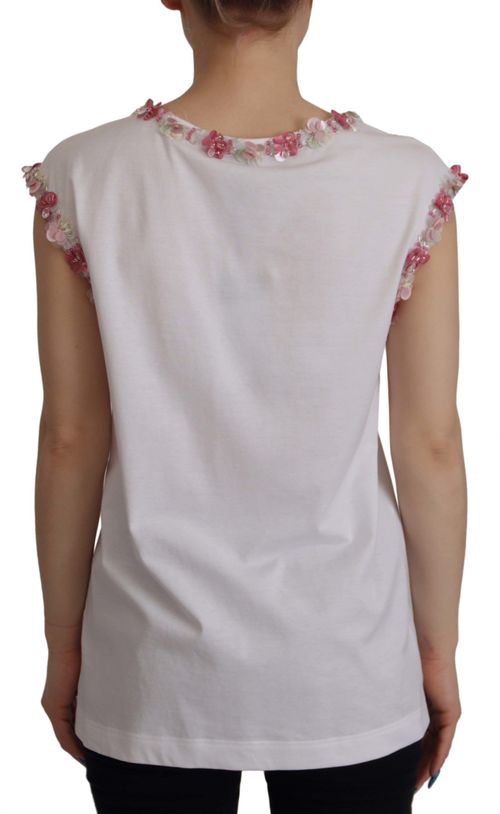 DG Crown Floral Sequin T-Shirt — White