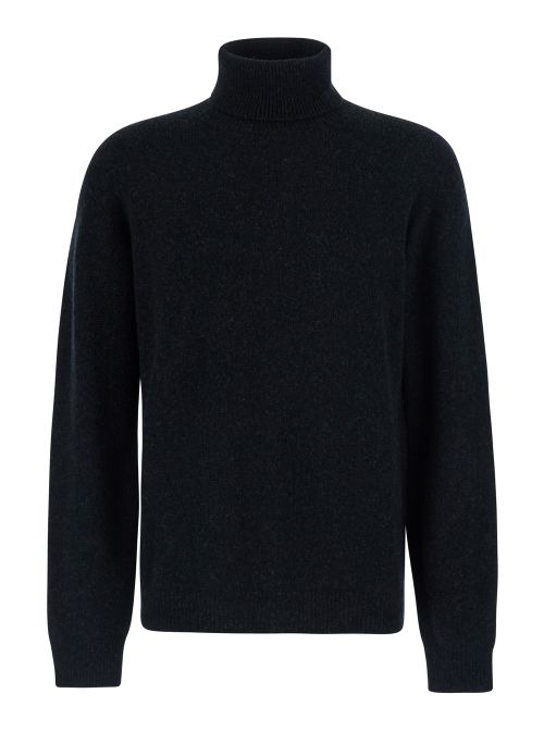 Virgin Wool Turtleneck Sweater — Black