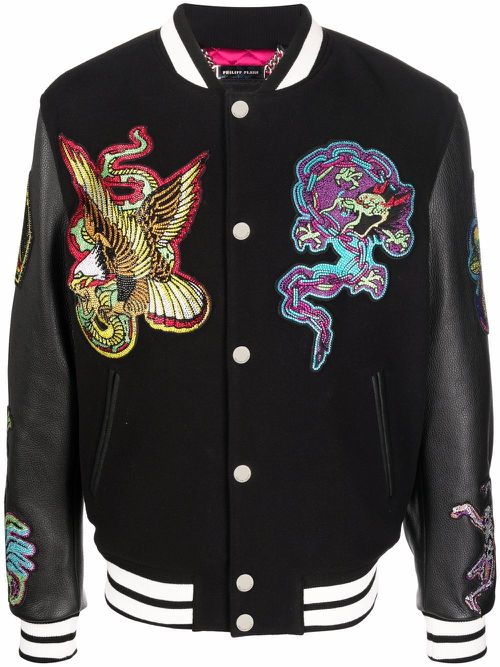 Varsity bomber jacket - Black